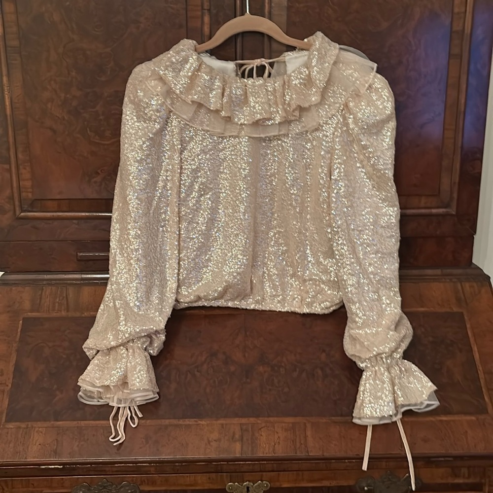 Antonio Melani Nicola Bathie Sequin Ruffle Top